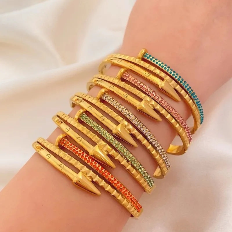 Elegant Zircon Titanium Steel Bangle