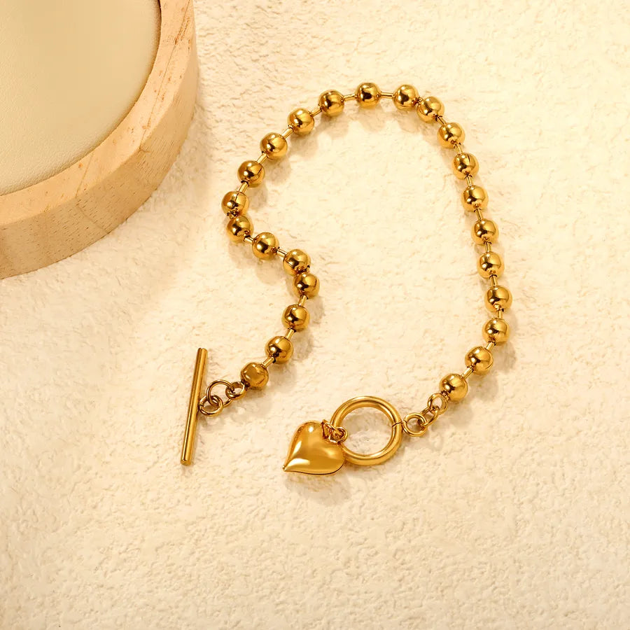 18K Gold Plated Stainless Steel Heart Bracelet