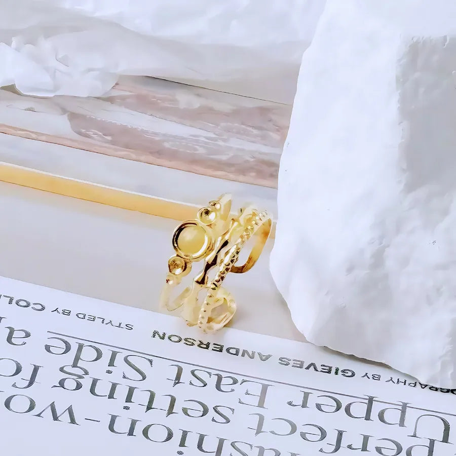 Gold Bamboo Titanium Steel Open Ring Adjustable Opening Golden Hydraulic J78