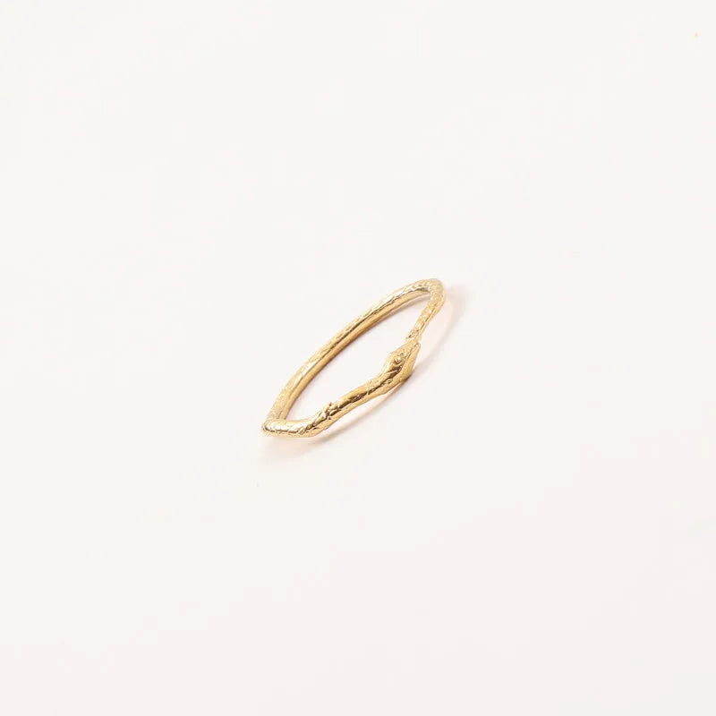 18K Gold Plated Geometric Titanium Steel Ring Gold No. 8 A1310