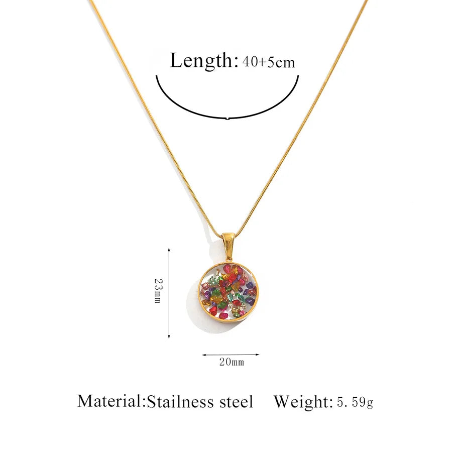 Resin Heart Pendant Necklace for Women Colorful Round Pendant Necklace