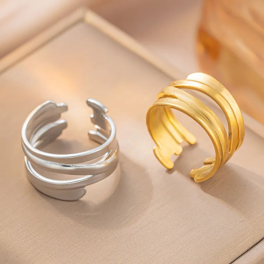 Geometric Titanium Steel Couple Ring