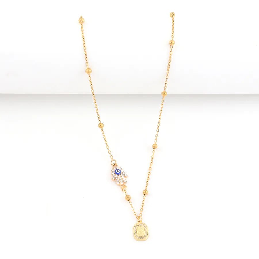 18K Gold Plated Hand of Fatima Pendant Necklace
