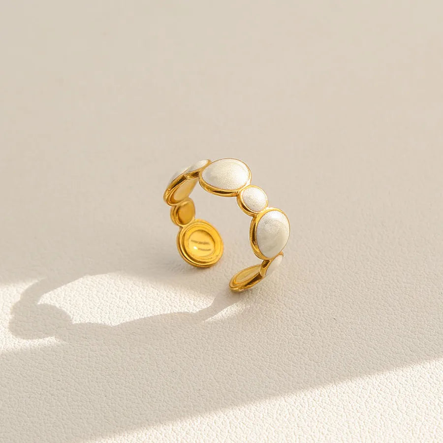 Gold Heart & Flower Titanium Steel Ring Set 235