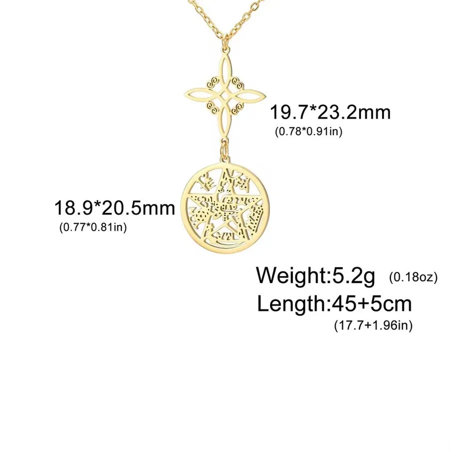 Stainless Steel Pentagram Pendant Necklace Golden-Style 2