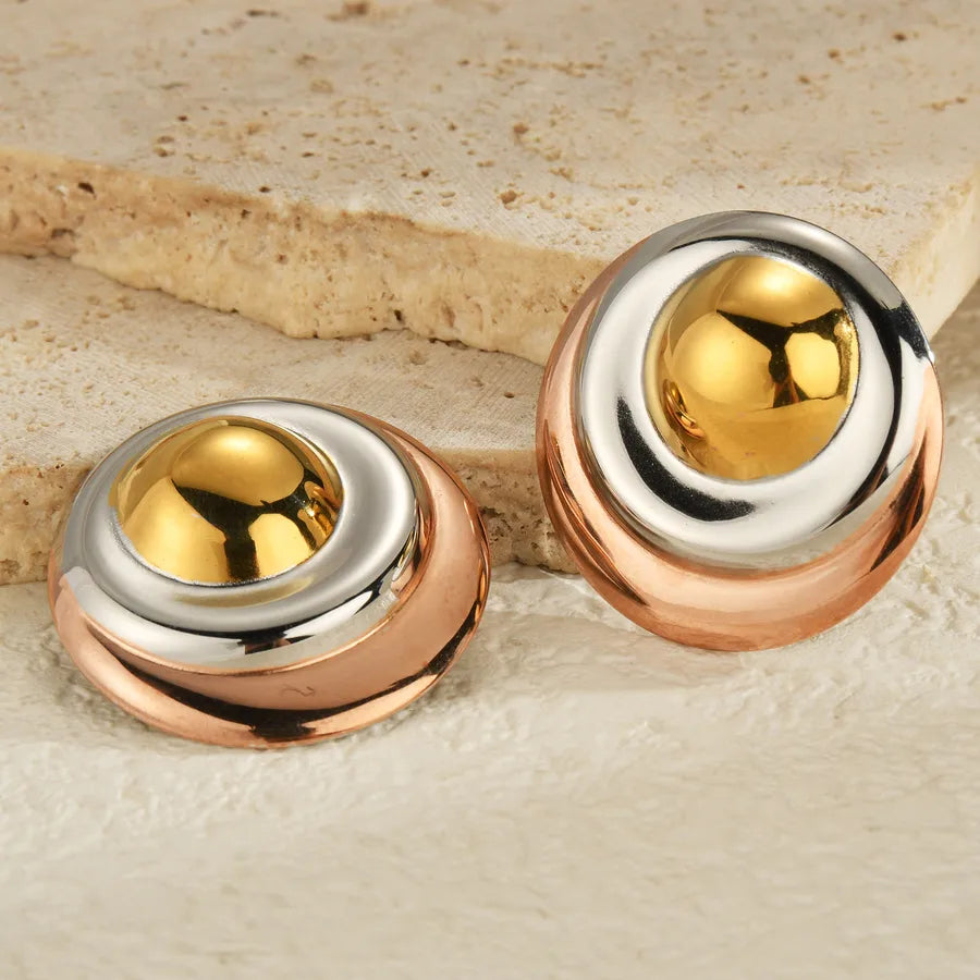 18K Gold Plated Geometric Stainless Steel Stud Earrings