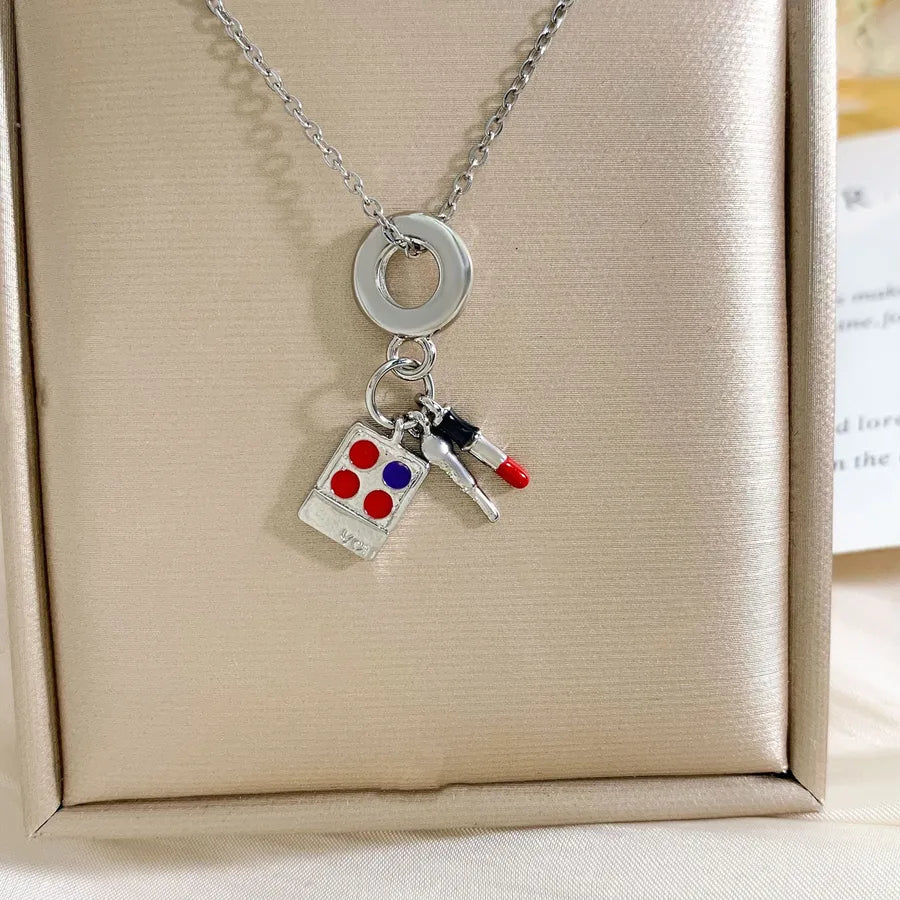 Global Travel Pendant Necklace for Women XL3444 Slogan Necklace Silver