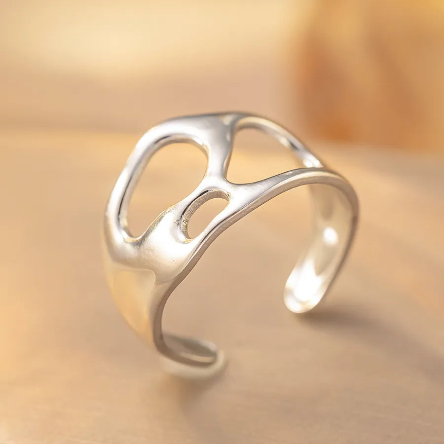 Geometric Titanium Steel Open Ring K270 Steel Color Ring Open