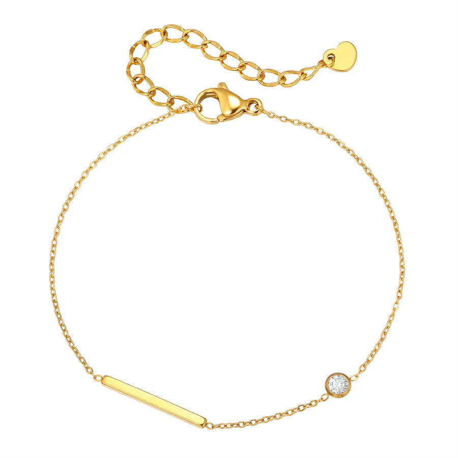 Gold Zircon Stainless Steel Bracelet for Women