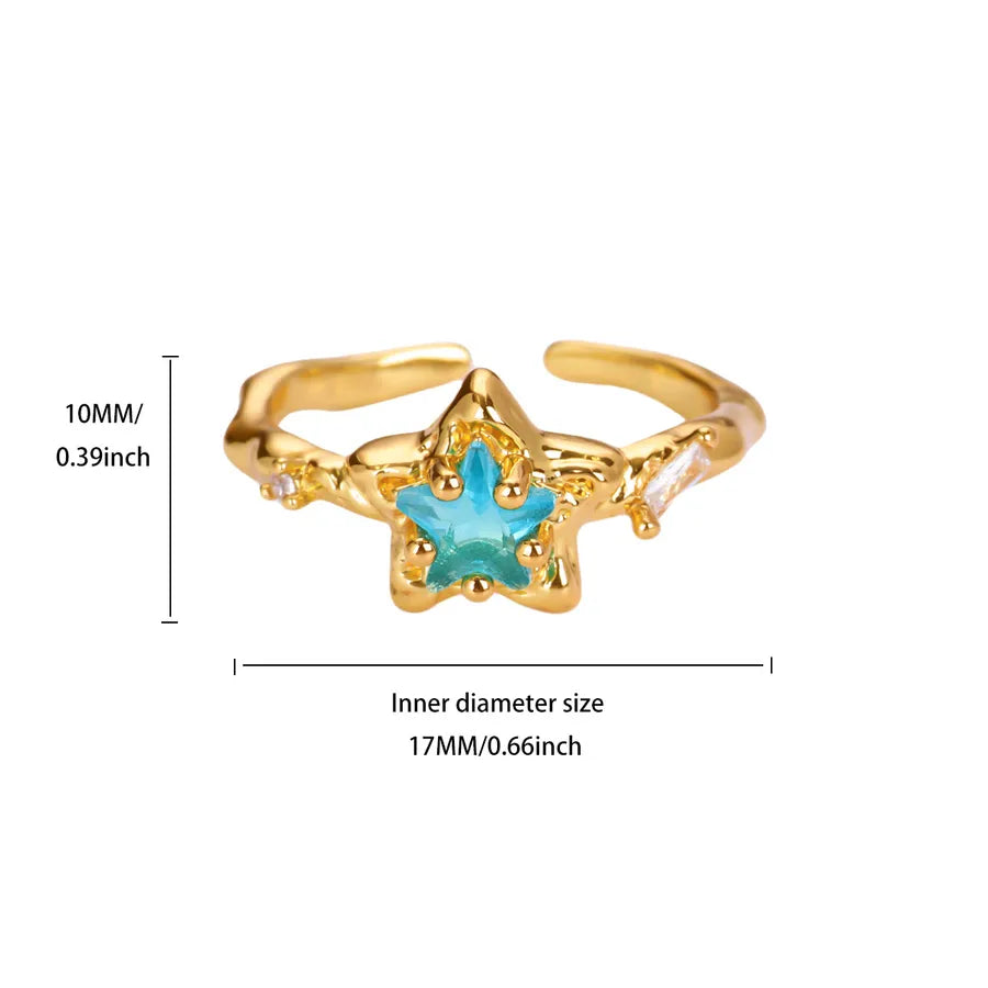 Gold Plated Cross & Star Ring for Women Average Size Multicolor JZ8164G