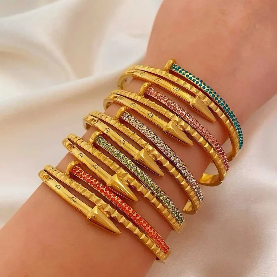 Elegant Zircon Titanium Steel Bangle