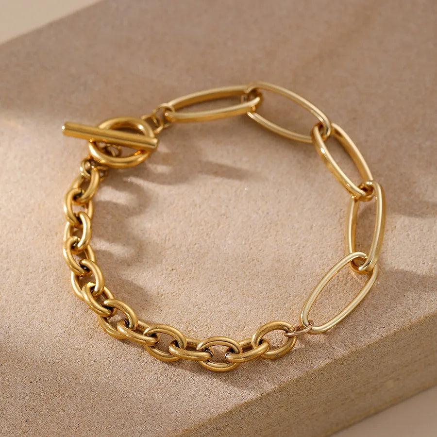 18K Gold Paperclip Titanium Steel Bracelet AZ-02