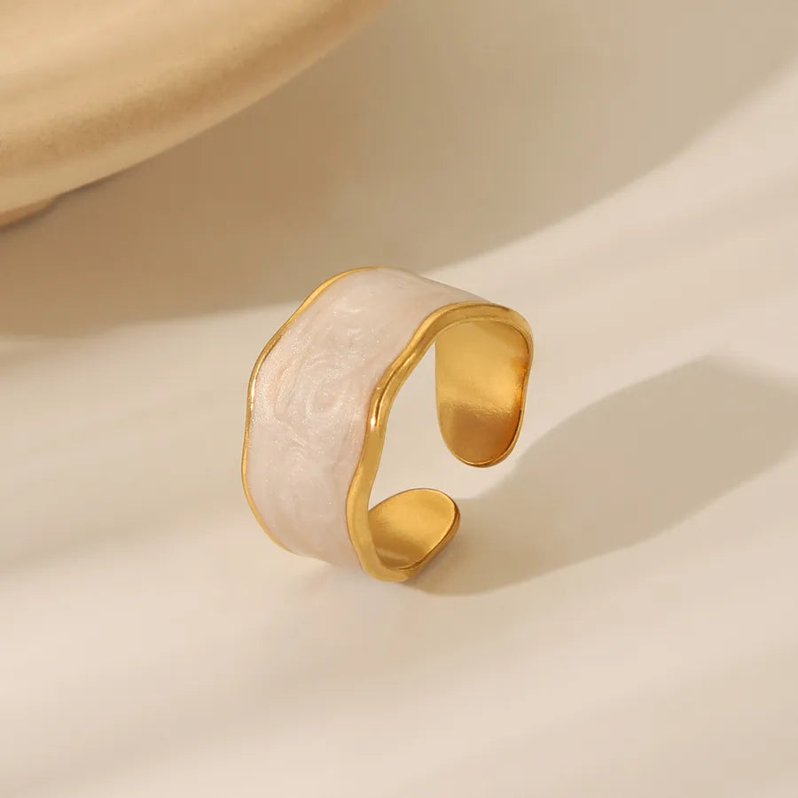 Retro Irregular Gold Stainless Steel Ring Adjustable Opening W1045C