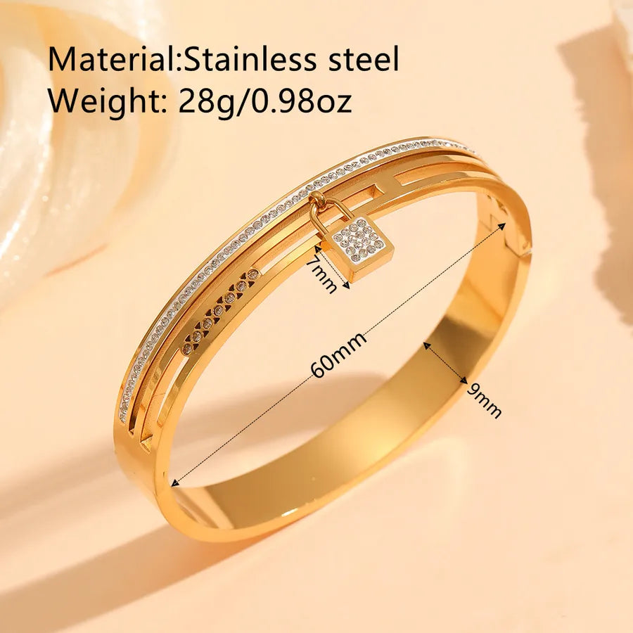 18K Gold PVD Geometric Stainless Steel Bangle