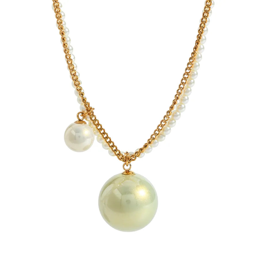 18K Gold Plated Pearl Bead Pendant Necklace 3-40 5cm Long