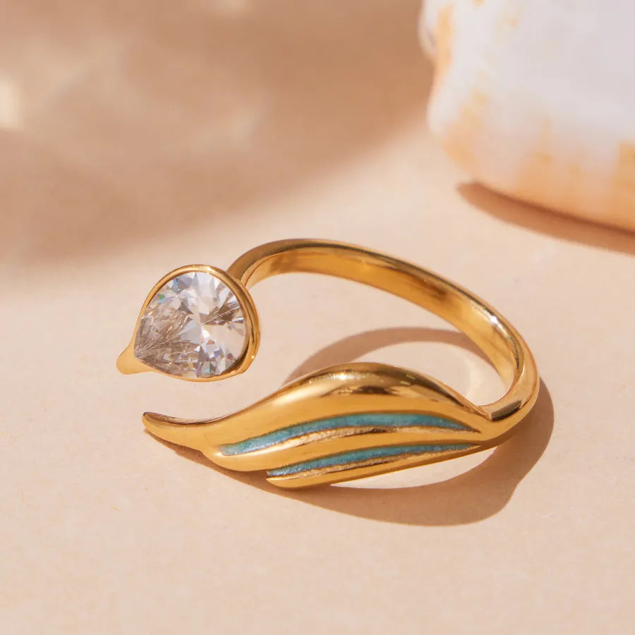 Champagne Zircon Geometric Ring – 18K Gold Plated