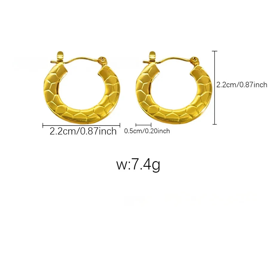 Elegant Gold Titanium Steel Hoop Earrings