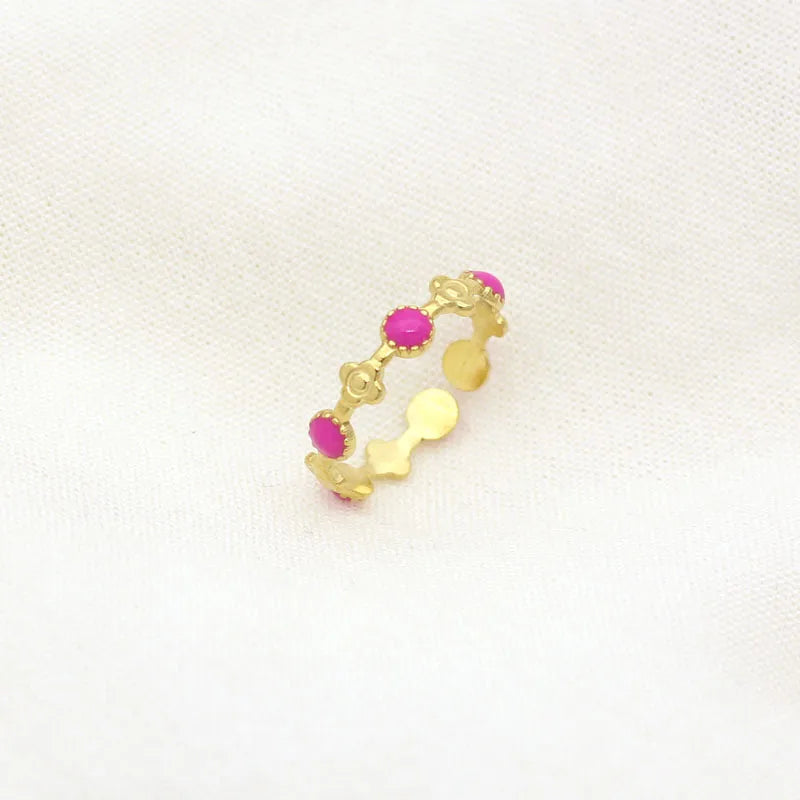 Leaf Enamel Stainless Steel Open Ring for Women Style 22