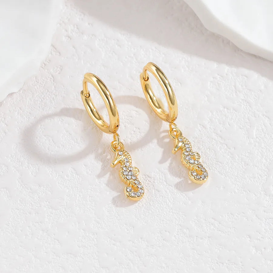 Starfish & Shell Diamond Stainless Steel Earrings SE1177-Haima