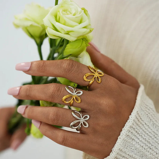18K Gold Plated Butterfly Adjustable Ring