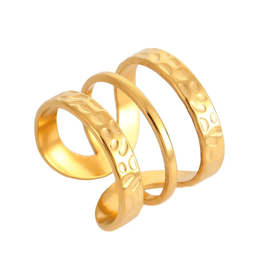 Minimalist Geometric Open Ring in Gold Steel