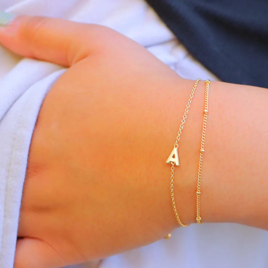 Stainless Steel Letter Pendant Bracelet