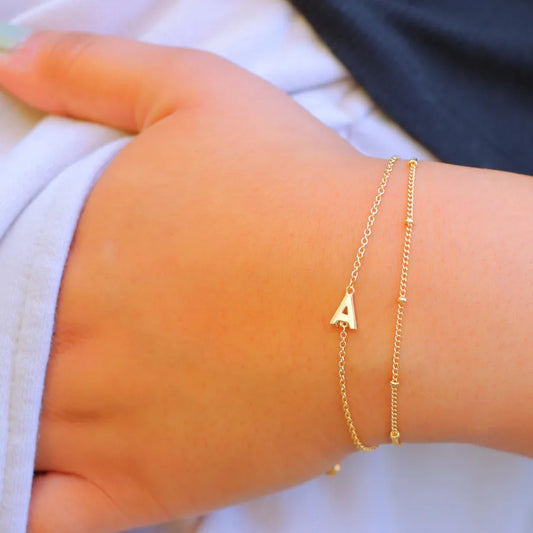 Stainless Steel Letter Pendant Bracelet