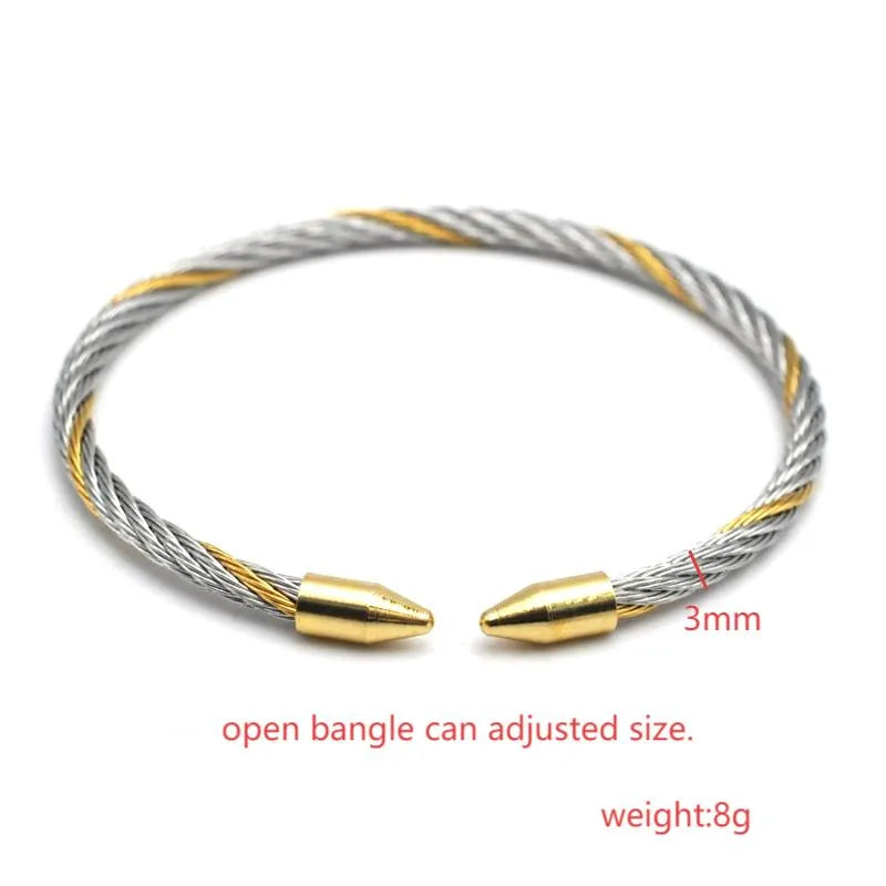 Gold Titanium Steel Wire Rope Bracelet
