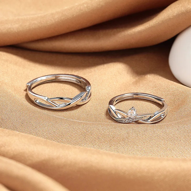 Sterling Silver Geometric Couple's Ring