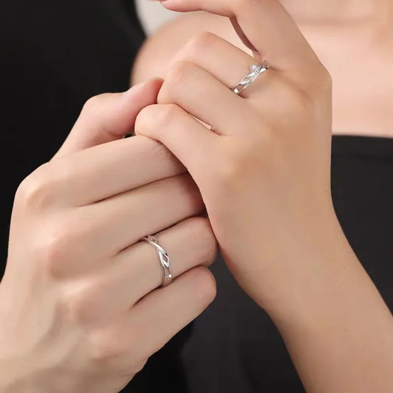Sterling Silver Geometric Couple's Ring