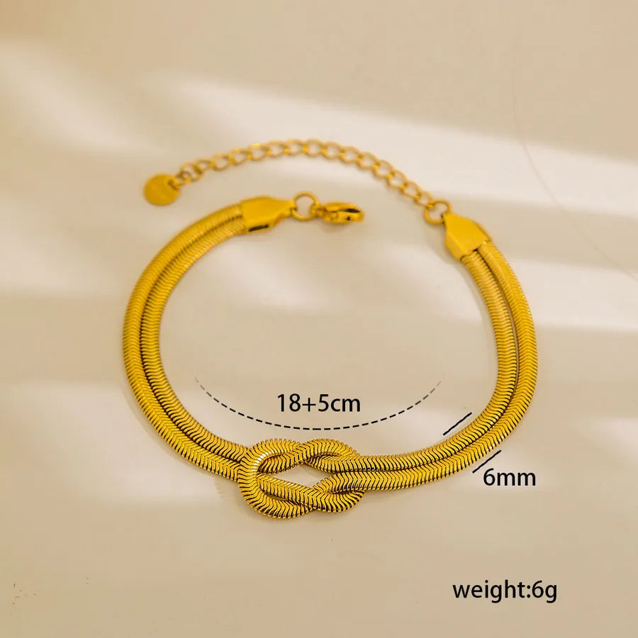 Unisex Gold Snake Chain Knot Bracelet Gold 1.3*1.1cm