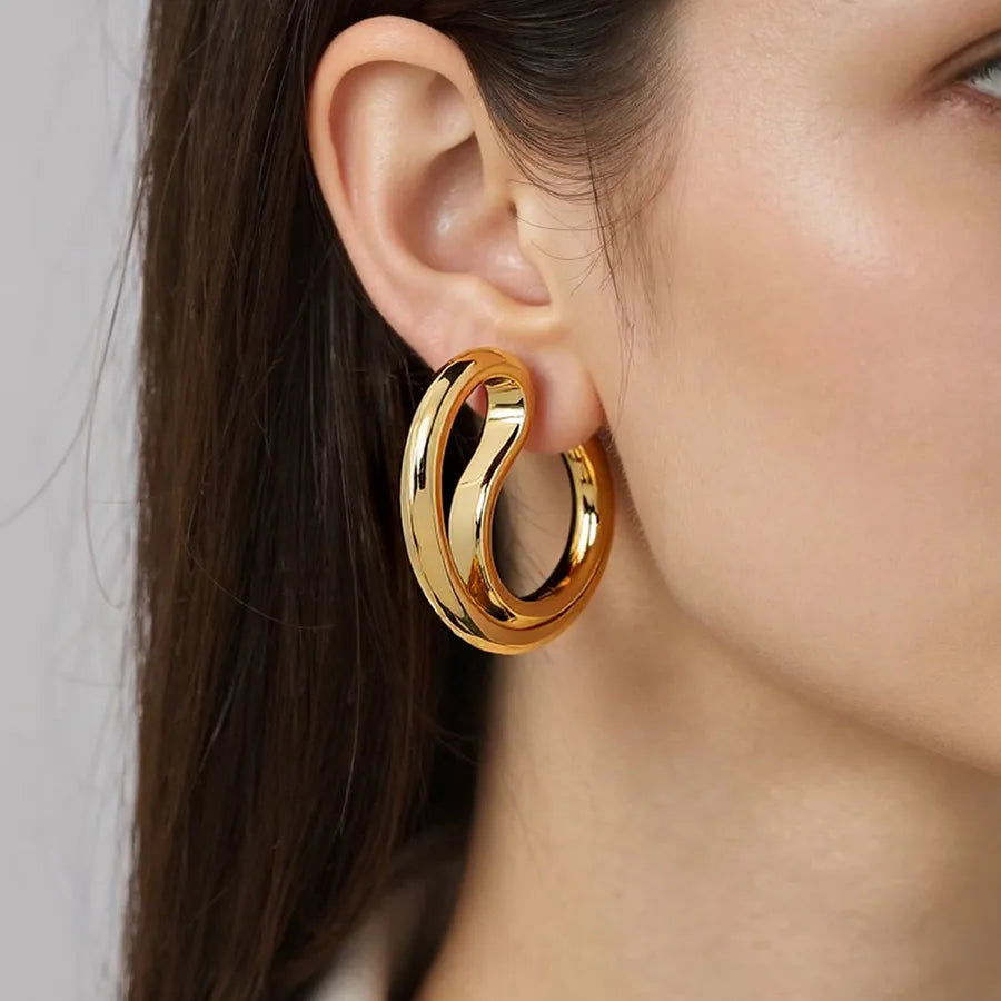 18K Gold Plated Waterdrop Stainless Steel Earrings