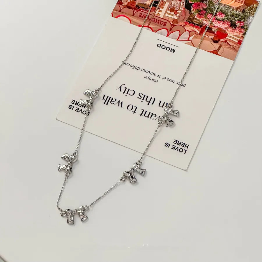 Gold Plated Butterfly Knot Pendant Necklace Silver