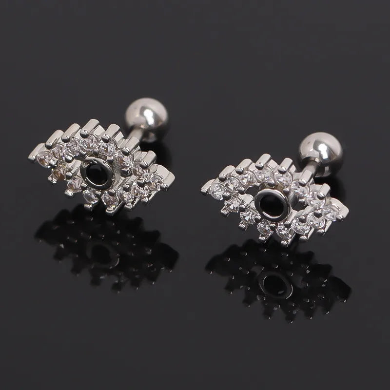 Stainless Steel Eye Stud Earrings – Silver