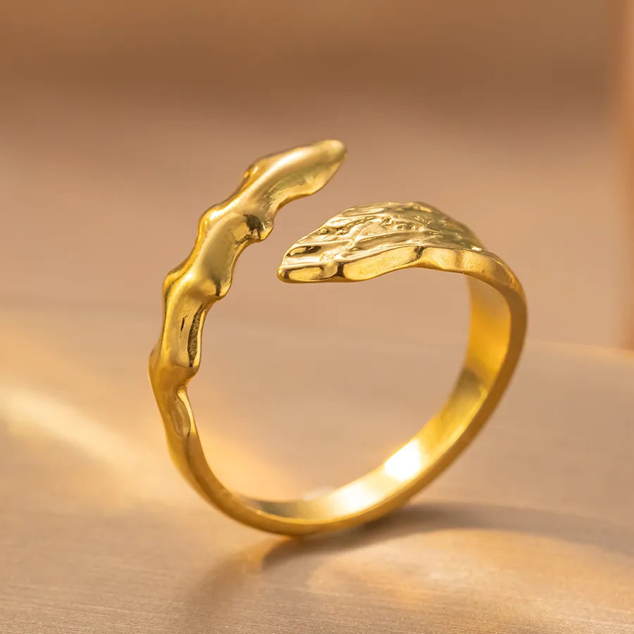 Geometric Titanium Steel Star Ring for Women K153 Gold Ring Adjustable