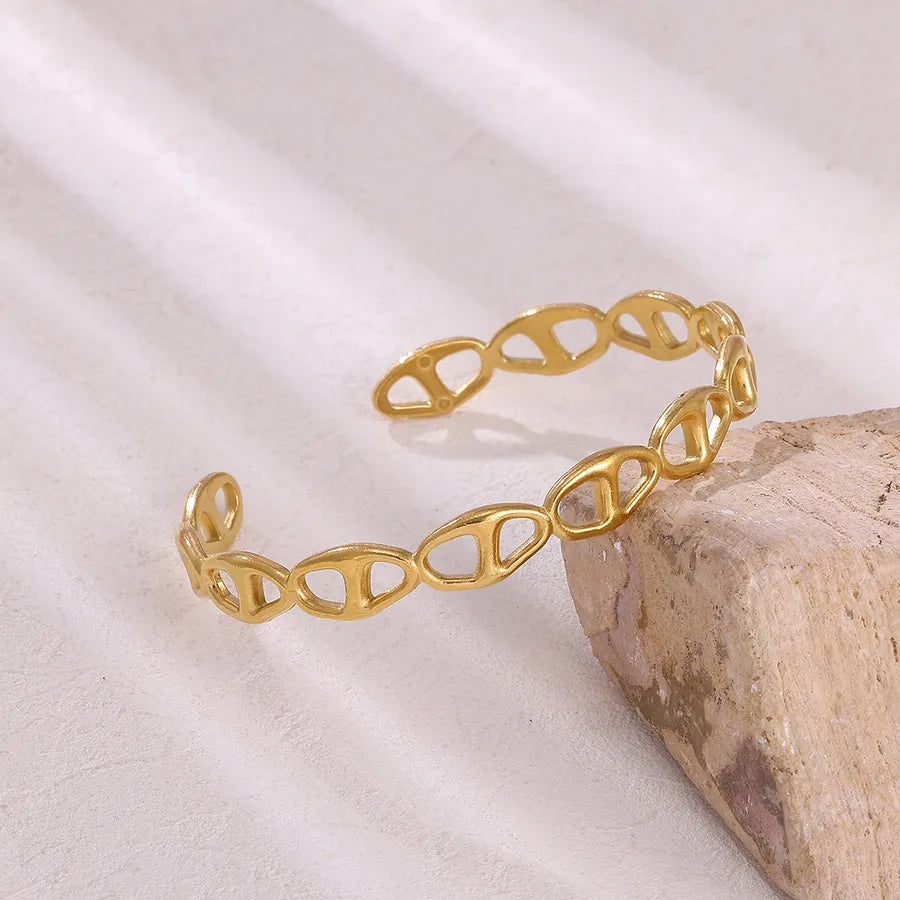 Geometric Open Hand Stainless Steel Bracelet