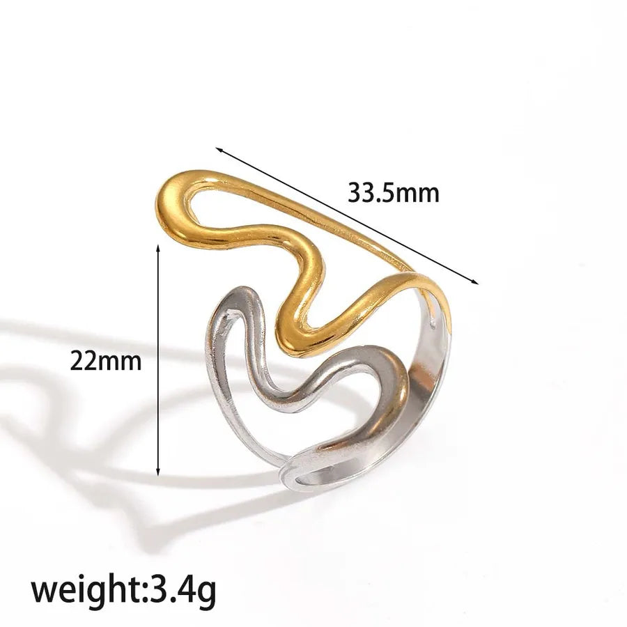 Geometric Titanium Steel Ring – Unisex Gold Plated TR4466-M