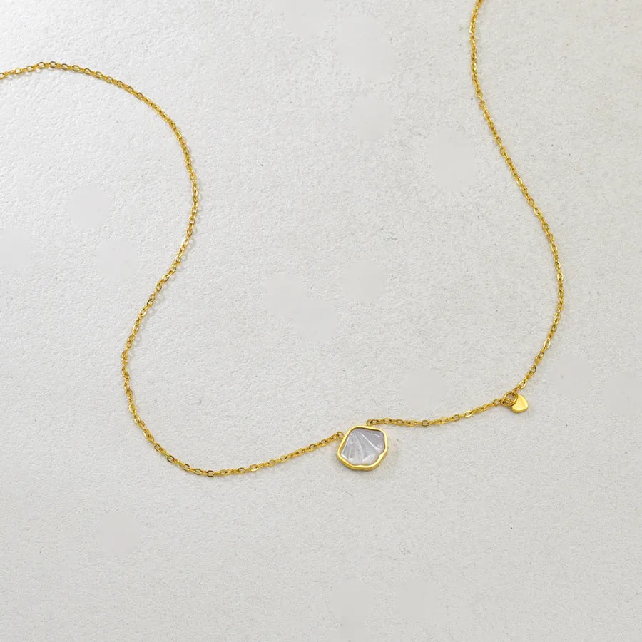 Gold Mother of Pearl Heart Pendant Necklace