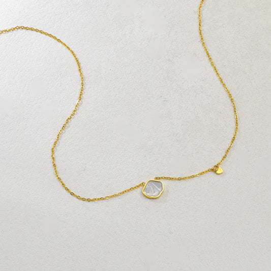 Gold Mother of Pearl Heart Pendant Necklace