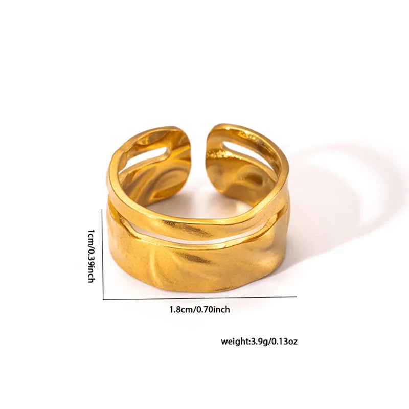 Minimalist Titanium Steel Geometric Ring Adjustable Opening TYGR0144