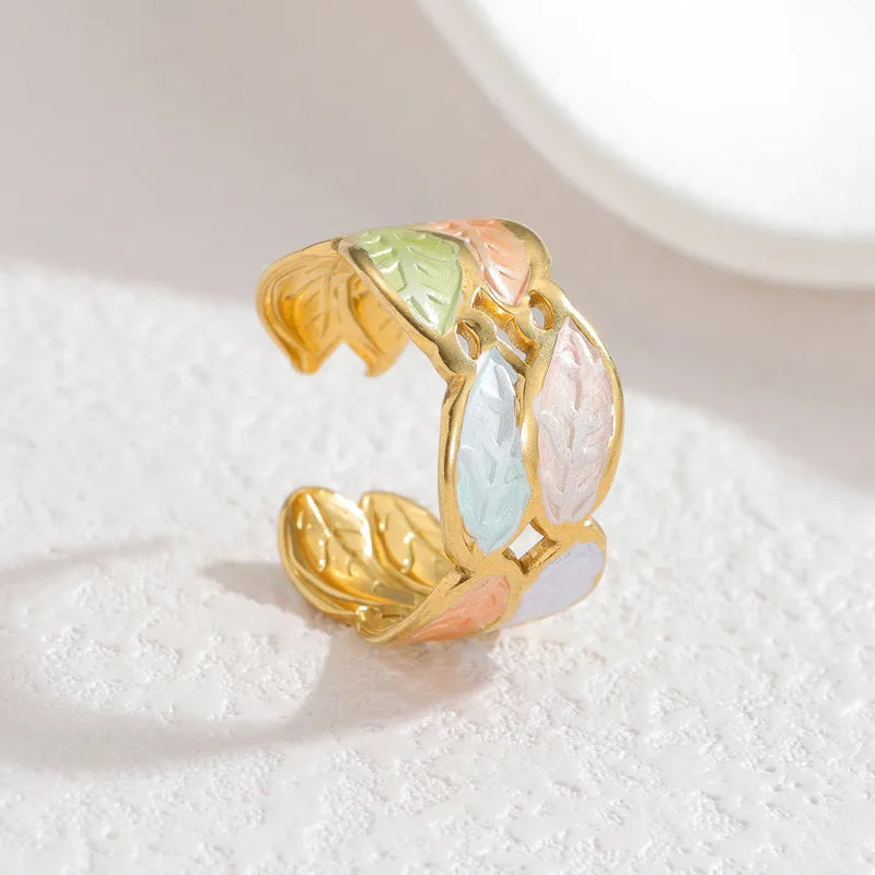 18K Gold Plated Enamel Stainless Steel Ring R877-Color