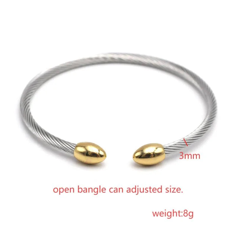 3mm Titanium Steel Rope Bracelet – Gold Plated