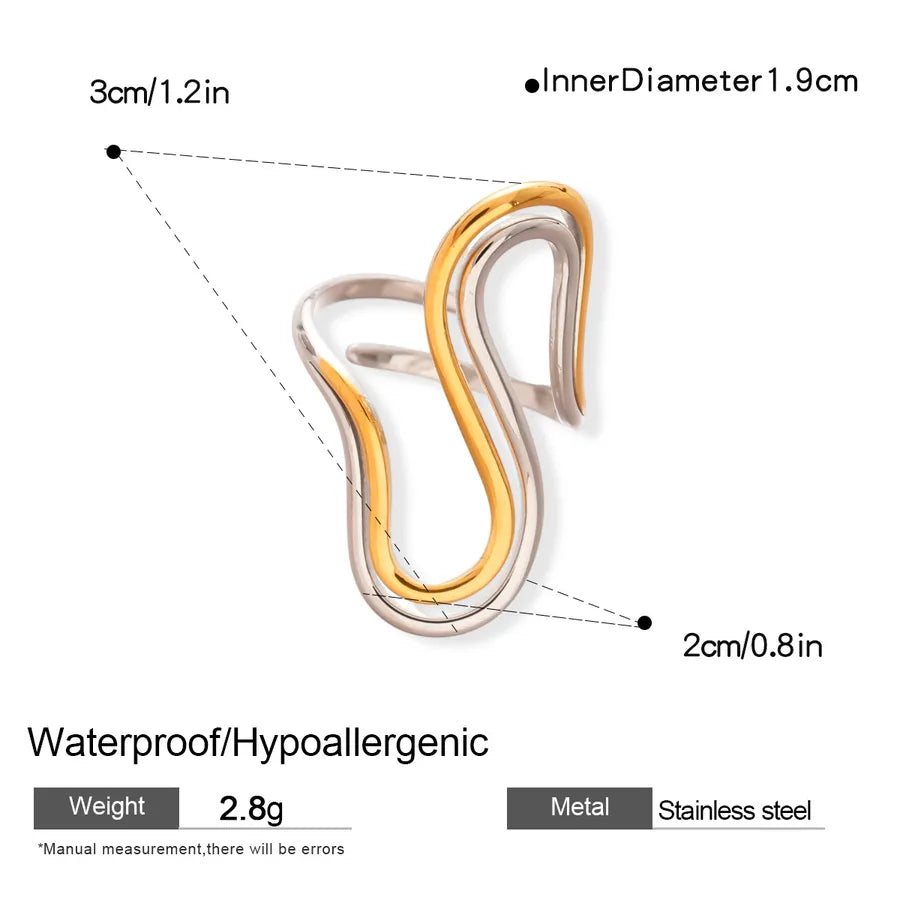 Stainless Steel Geometric Open Ring for Women 3# Ring-Gold-Silver