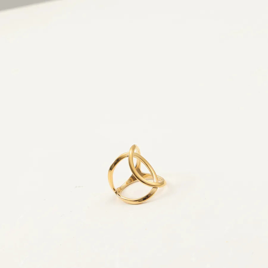 Gold Cross Statement Ring in Stainless Steel