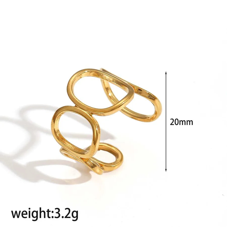 Geometric Titanium Steel Ring – Unisex Gold Plated TR4468