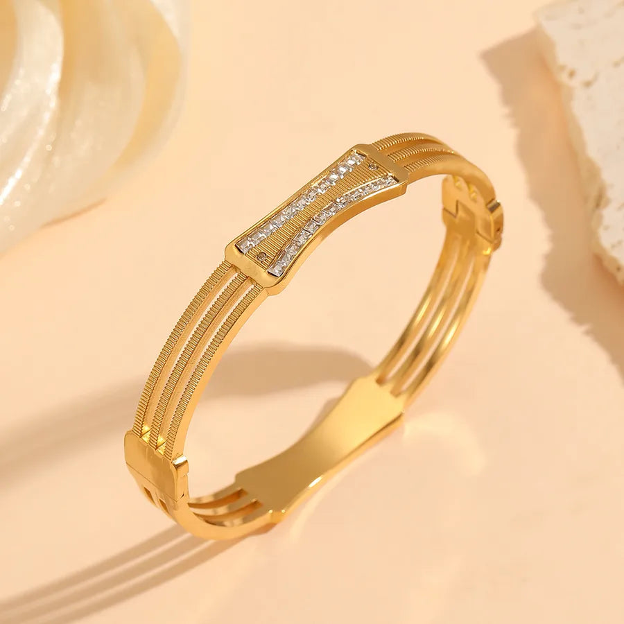 18K Gold PVD Geometric Stainless Steel Bangle