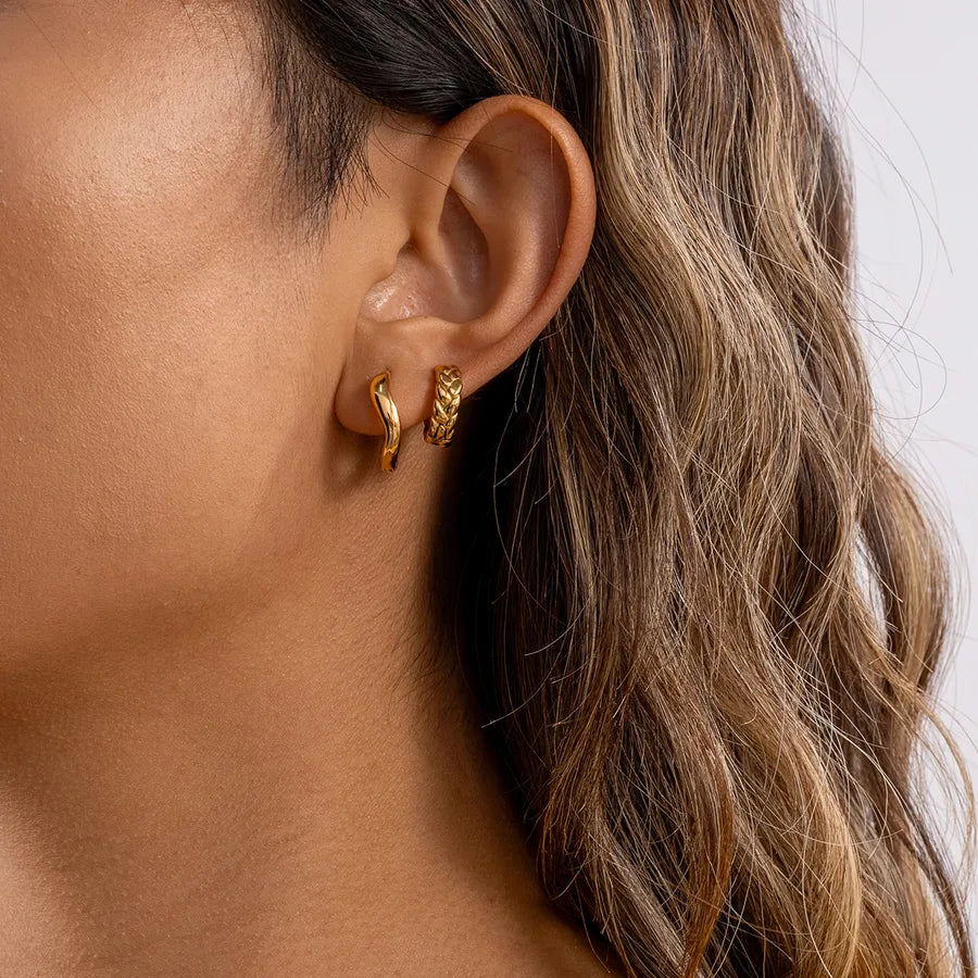 Women's 18K Gold Woven Stainless Steel Earrings