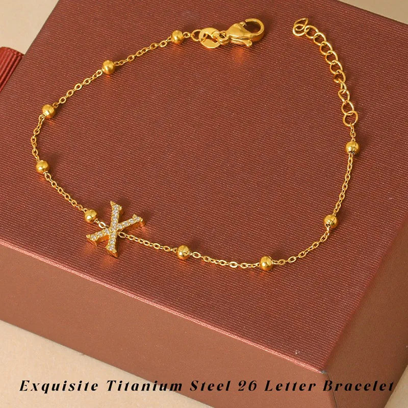 Elegant Letter Bracelet in 304 Stainless Steel Gold Letter [X] Bracelet B0021XG