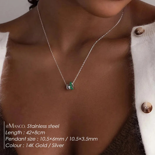 14K Gold Double Circle Pendant Necklace