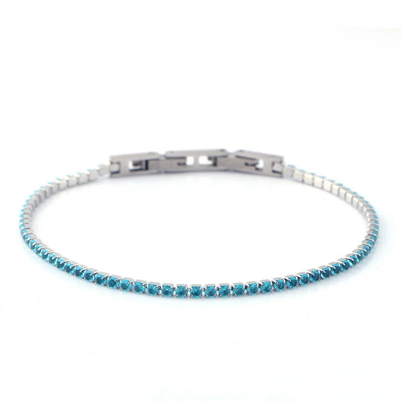 Titanium Steel Zirconia Claw Chain Bracelet Blue